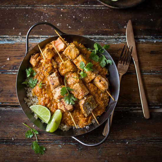 salmon curry skewers
