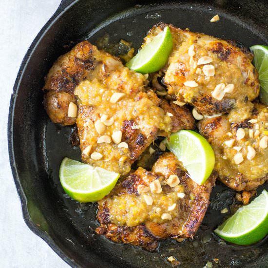 Pan Seared Caribbean Chicken Thighs