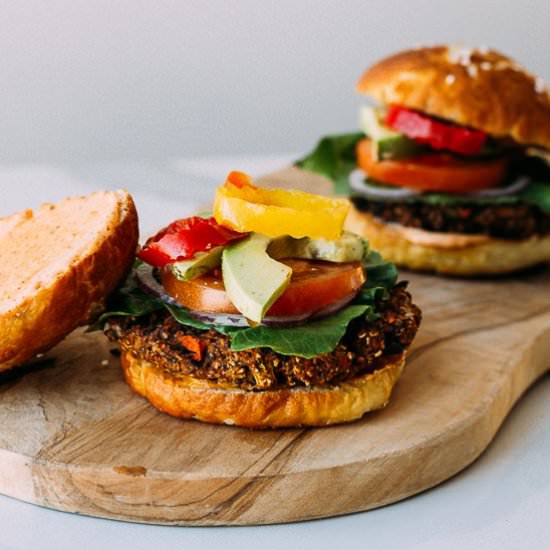 Veggie Burger on Pretzel Bun