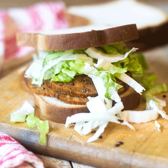 Vegan Gluten Free Pastrami Sandwich