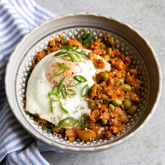 Baked Kimchi Cauliflower Rice
