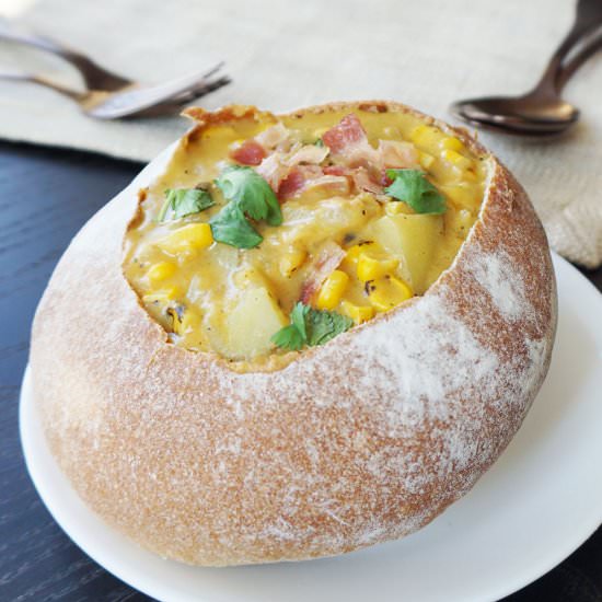 Bacon and roasted corn chowder
