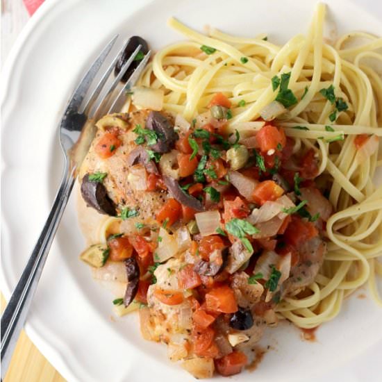 Chicken Thighs w/Tomato Caper Sauce