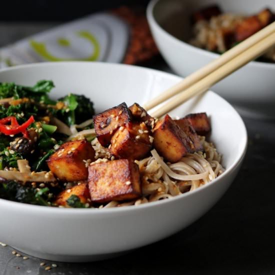 Baked Tofu with Noodles & Veggies
