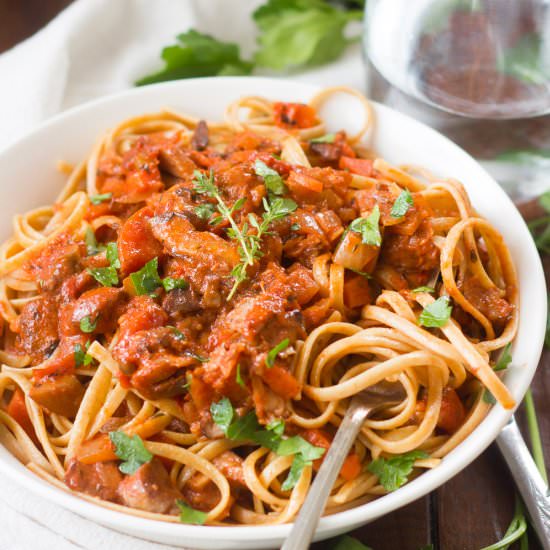 Pasta with Mushroom Bolognese