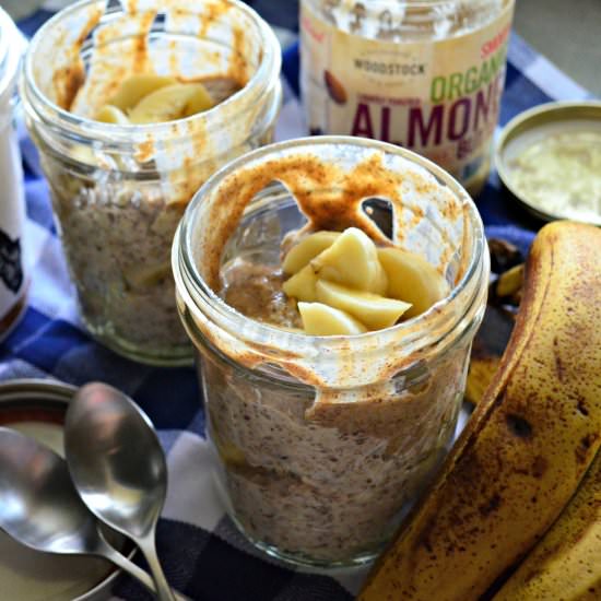 Banana Almond Butter Overnight Oats