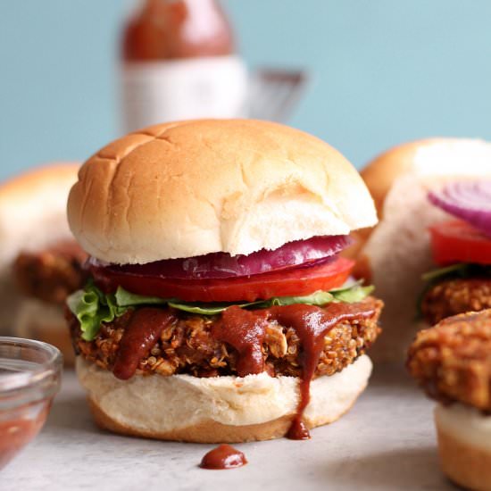 BBQ Cheddar Quinoa Burgers