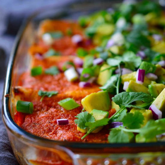 Vegan Pinto Bean Enchiladas