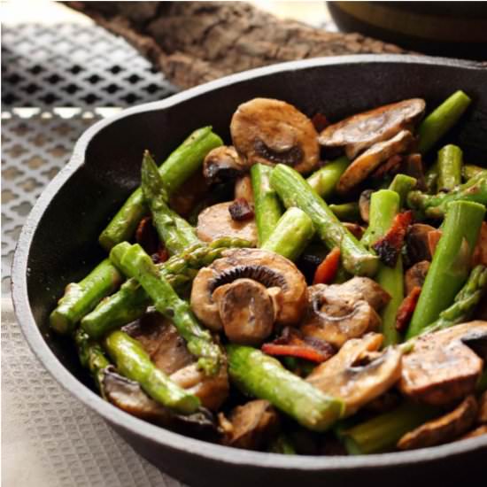 15 Minute Asparagus Mushroom Bacon