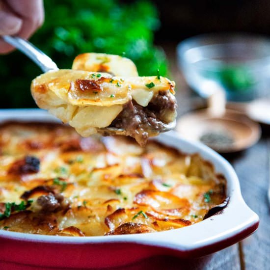 Beef Marsala and Scalloped Potatoes