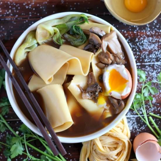Thick-Cut Noodles + Broth and Egg