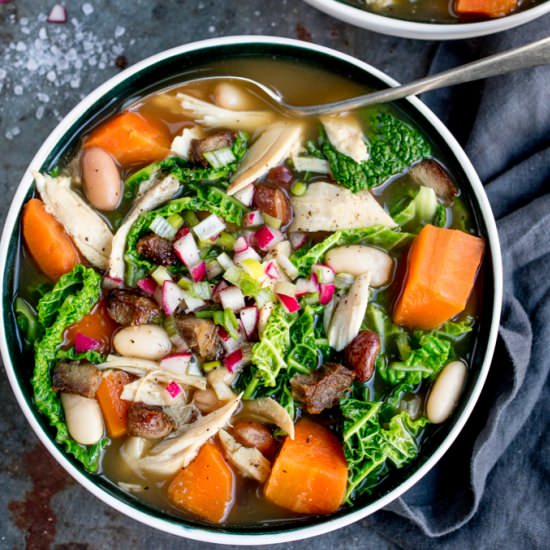 Three bone soup with veggies and be