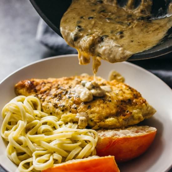 Roasted chicken with caper sauce