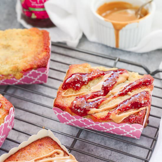 Mini PBJ Banana Bread Loaves