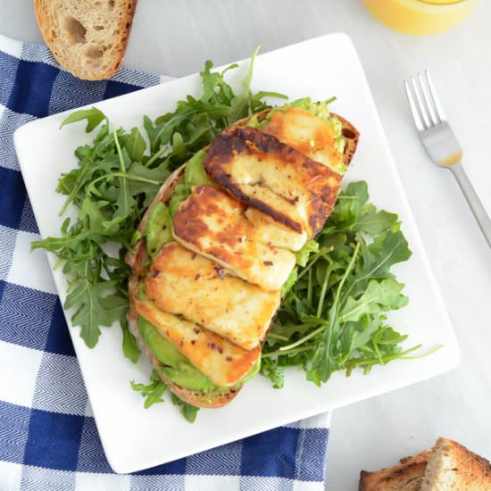Avocado Toast with Grilled Halloumi