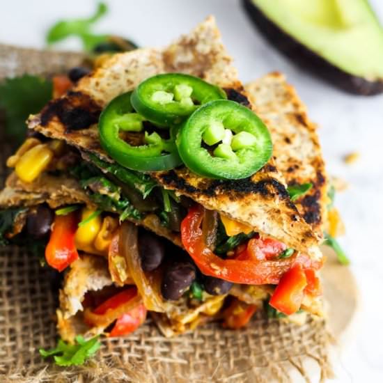 Vegan Quesadilla w/ Hummus & Veg