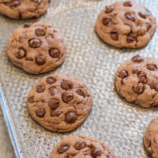 Soft Nutella Chocolate Chip Cookies