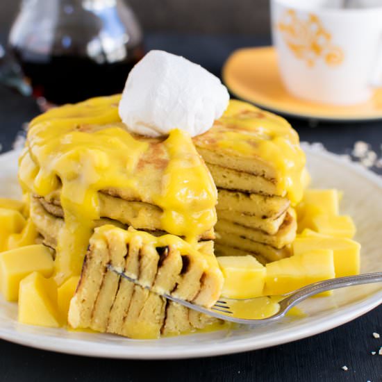 Mango Cream Cheese Vegan Pancakes