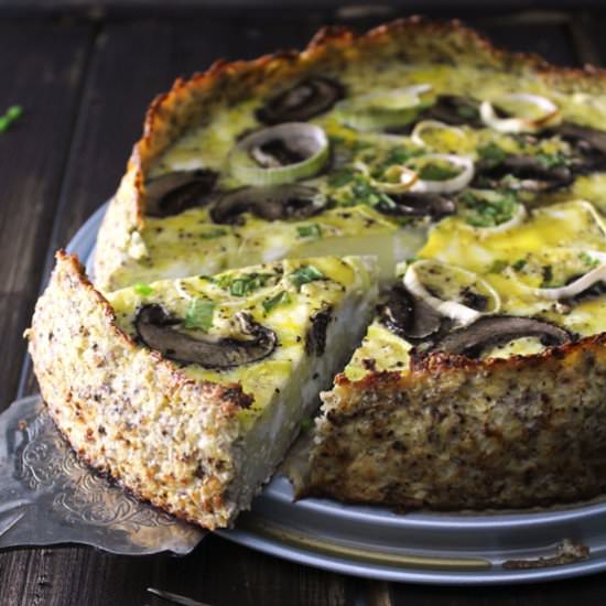 Cauliflower Crush Mushroom Quiche