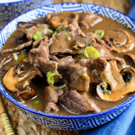 Beef and Mushrooms in Oyster Sauce