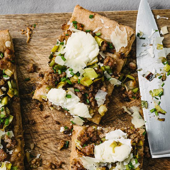 Ricotta, Sausage and Leek Focaccia