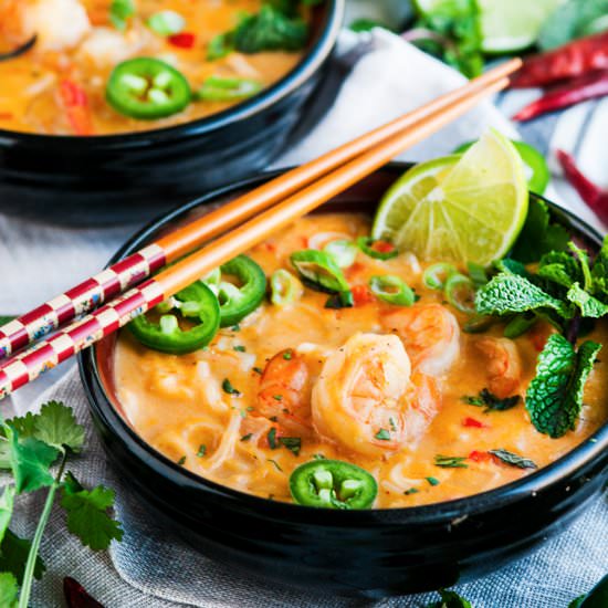 Coconut Curry Shrimp Noodle Soup