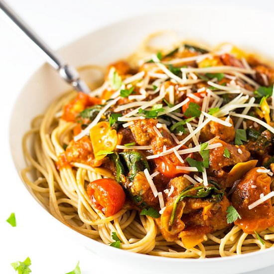 Turkey Sausage Spaghetti