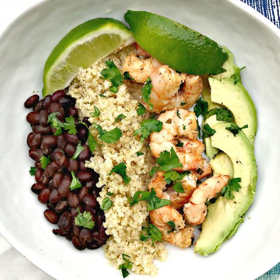 Cilantro Lime Shrimp Quinoa Bowl