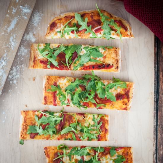 Arugula Pepper Mozzarella Flatbread