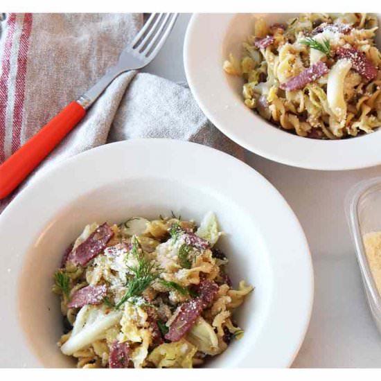 Cheesy Corn Beef and Cabbage Pasta