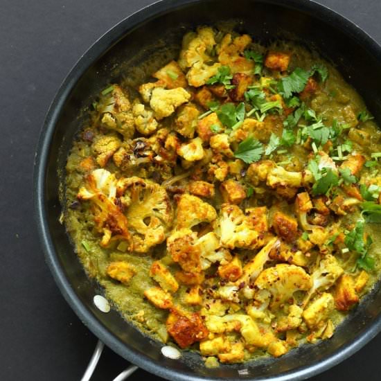 Cauliflower Tofu in Green Sauce