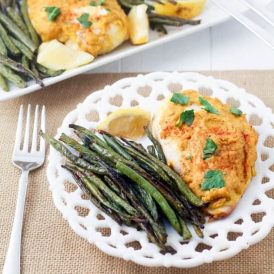 Sheet Pan Hummus Chicken