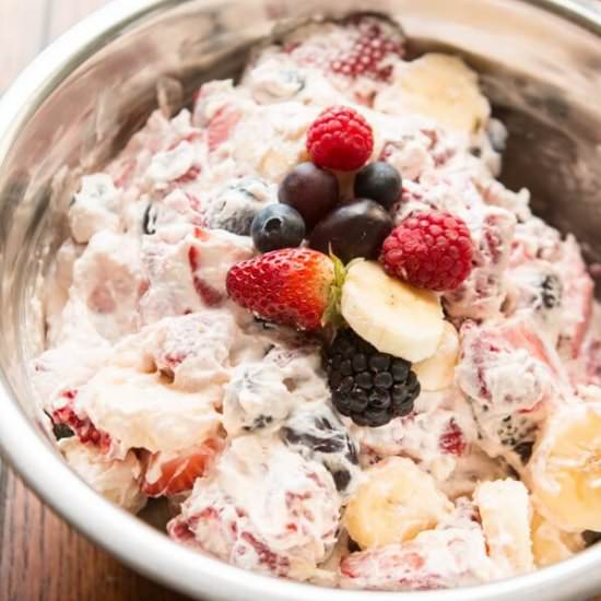 fluffy cheesecake fruit salad
