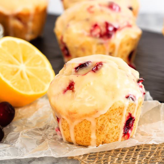 Glazed Lemon Cranberry Muffins