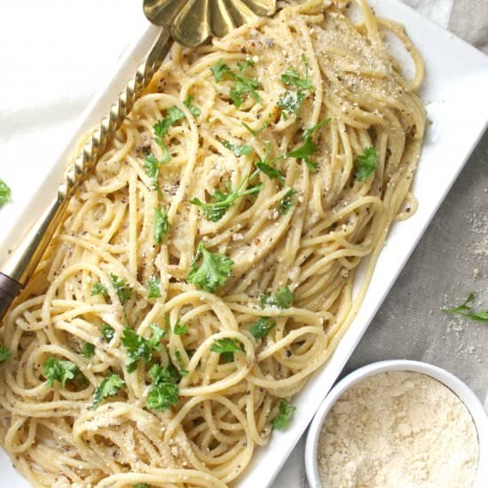 Vegan Pepper and Parmesan Spaghetti