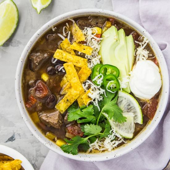 Slow Cooker Short Rib Fajita Soup