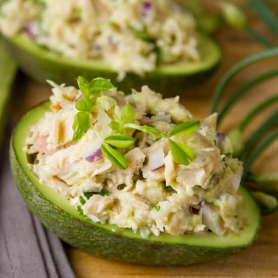 Guacamole and Tuna Stuffed Avocado