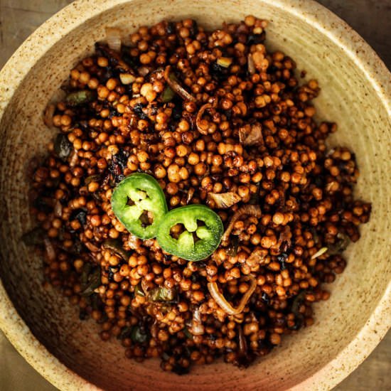 Black Garlic Miso Israeli Couscous
