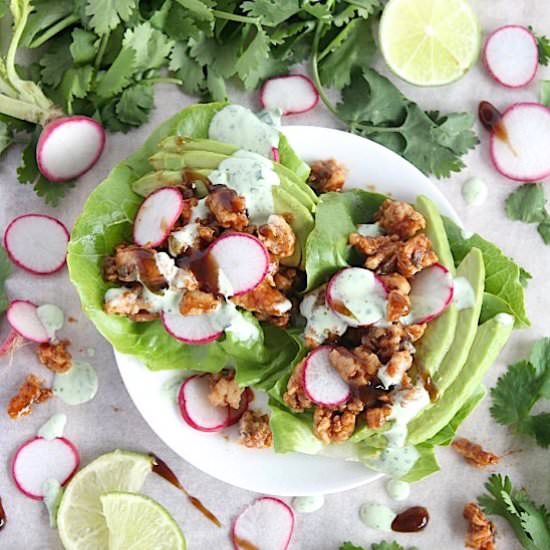 15 Minute BBQ Chicken Lettuce Cups