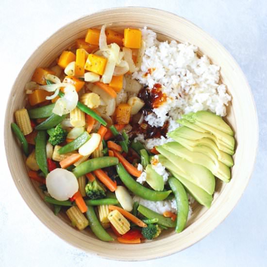 Family Style Veggie Rice Bowl