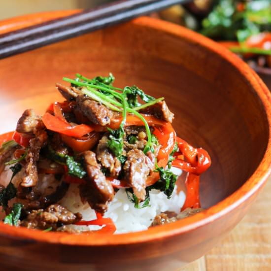 Marinated Beef Stirfry and Cilantro