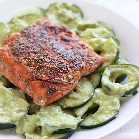 Spicy Salmon + Cucumber Noodles