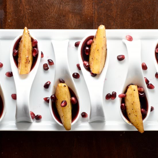 Sangria Gels with Caramelized Pears