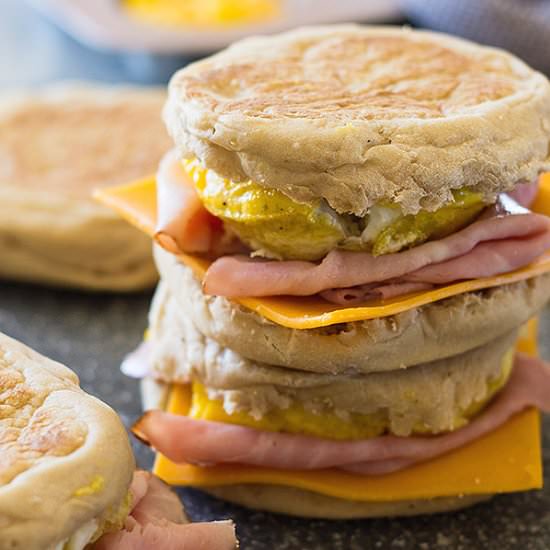 ham and cheese breakfast sandwich