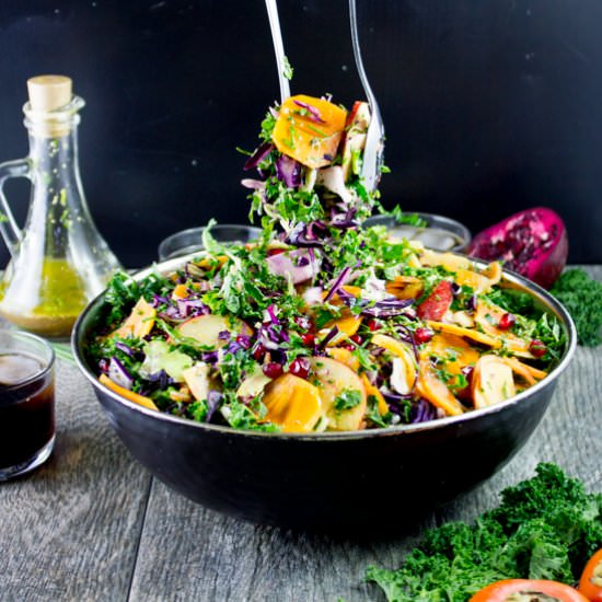 Persimmon Apple Kale Salad