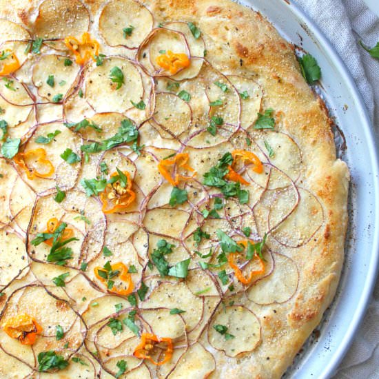 Vegan Potato Habanero White Pizza