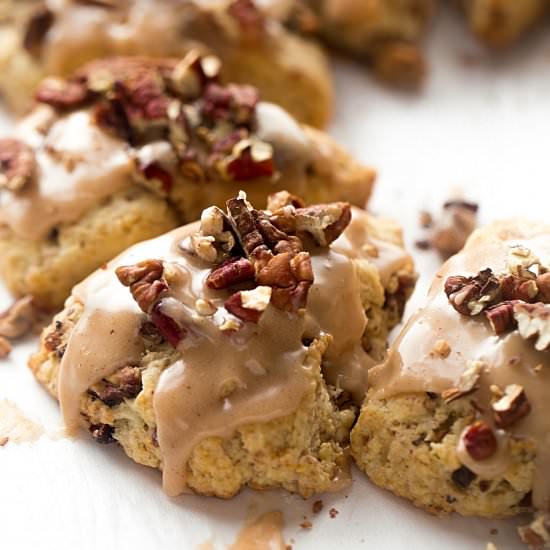 Maple Glazed Cinnamon Pecan Scones