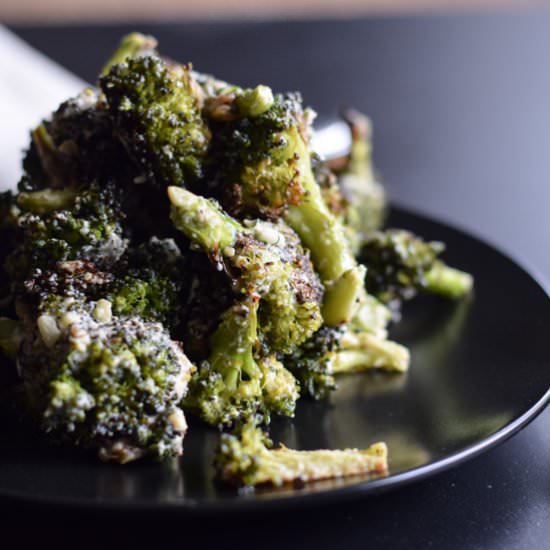Roasted broccoli with hummus
