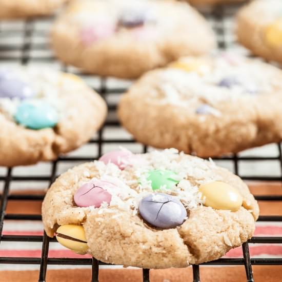 chewy M&M coconut cookies