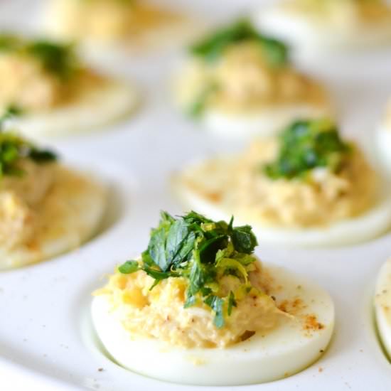 Crabby Deviled Eggs